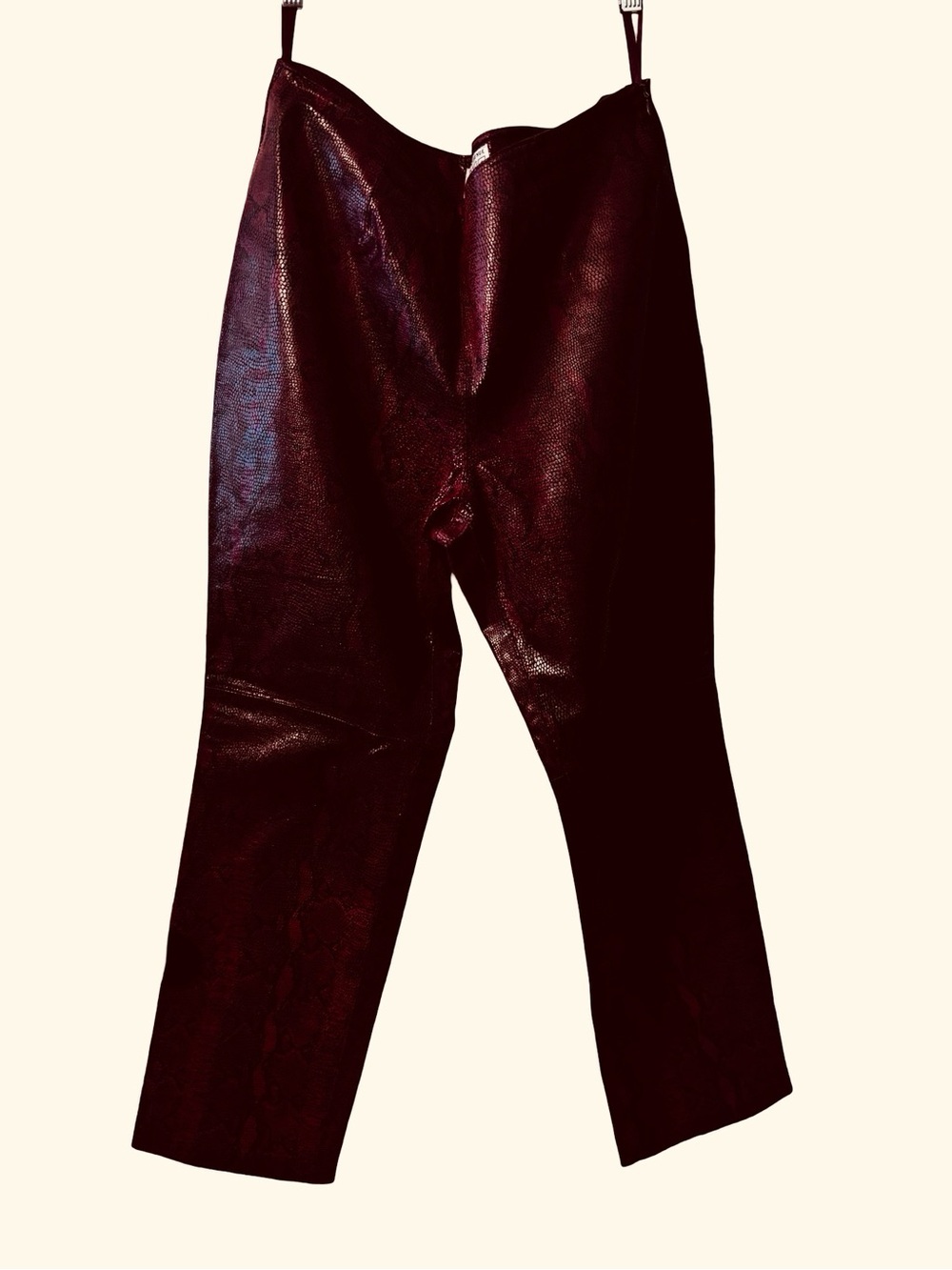 Vintage Saks Fifth Avenue Burgundy Python 100% Snake leather pants. - Picture 3 of 10